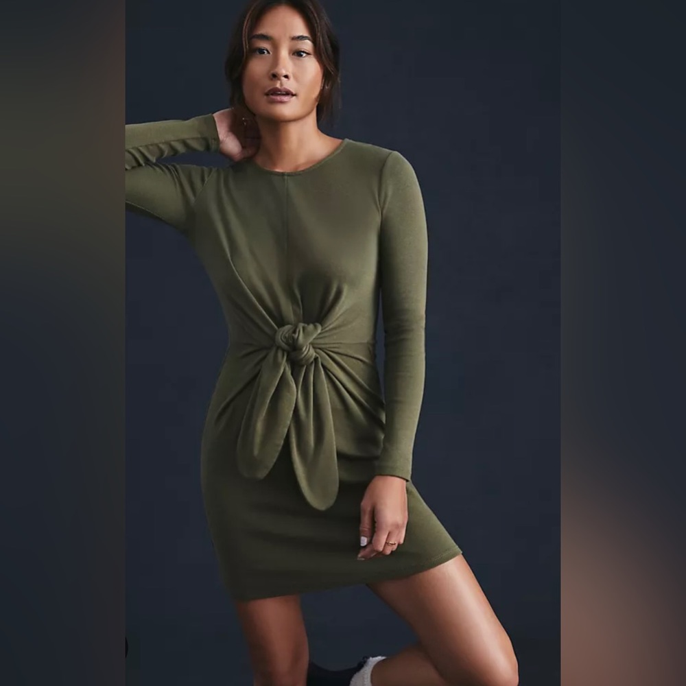 Olive green mini dress from Anthropologie